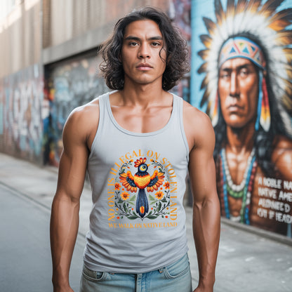 No One Is Illegal On Stolen Land Colorful Bird and Nature Artwork Unisex Tank Top
