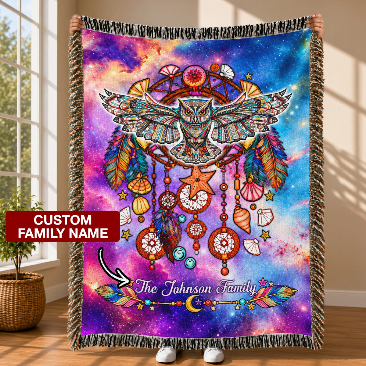 Custom Family Name Native American Heritage Woven Throw Blanket