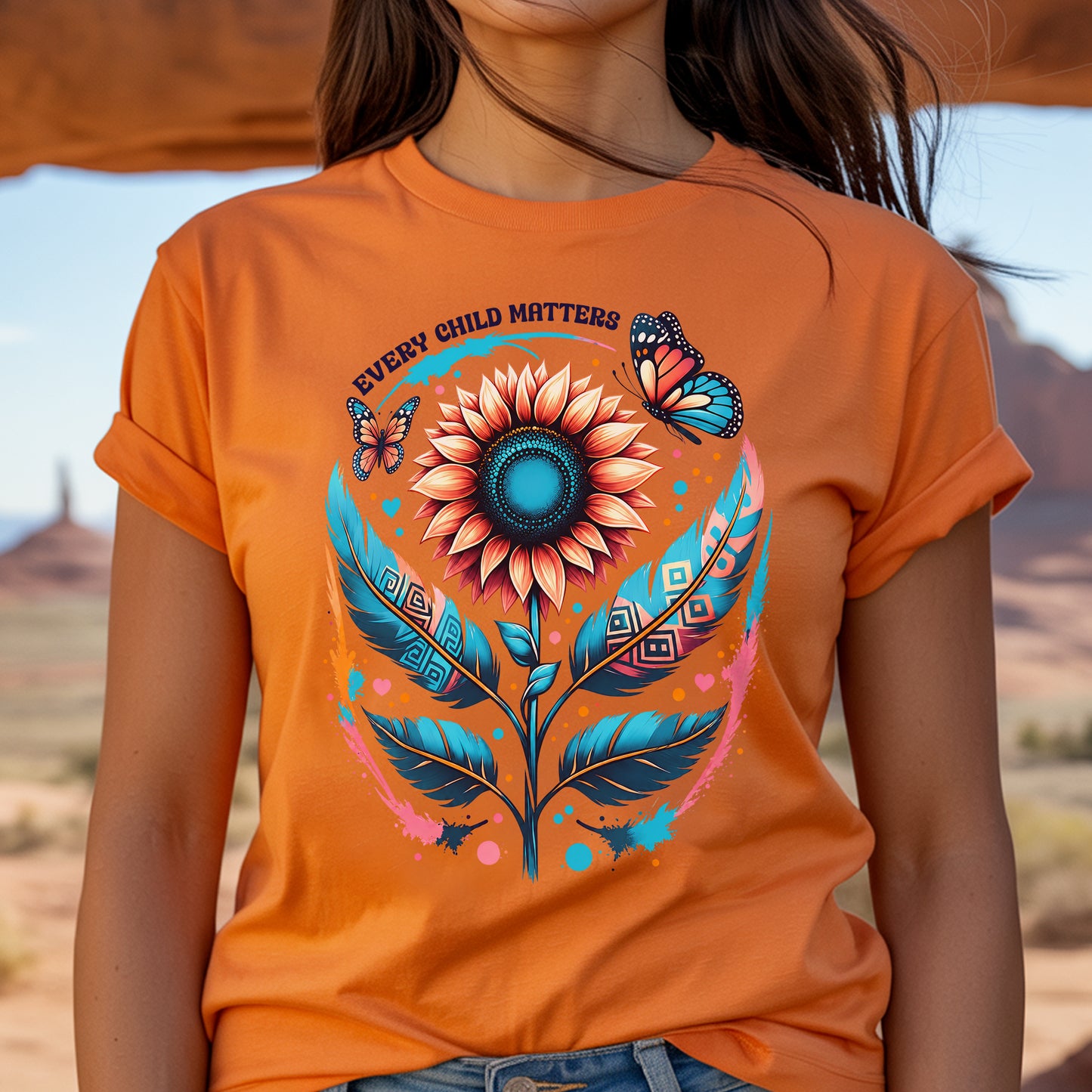 Every Child Matters Orange Shirt Day Sunflower Design Unisex T-shirt/Hoodie/Sweatshirt