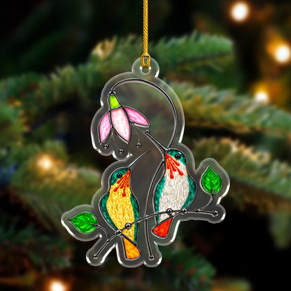 Hummingbird Acrylic Ornament, Stained Glass Christmas Decor