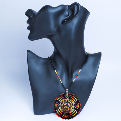 SALE 50% OFF - Trail of Tears Beaded Sunburst Handmade Beaded Wire Necklace Pendant Unisex With Native American Style