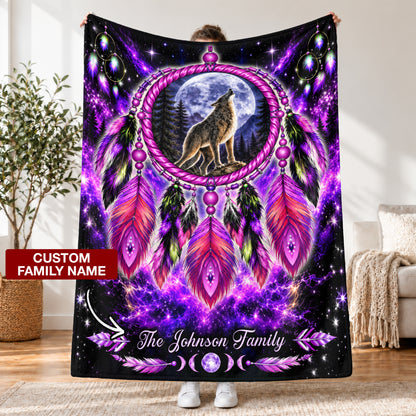 Custom Family Name Native American Traditional Pattern Fleece Blankets