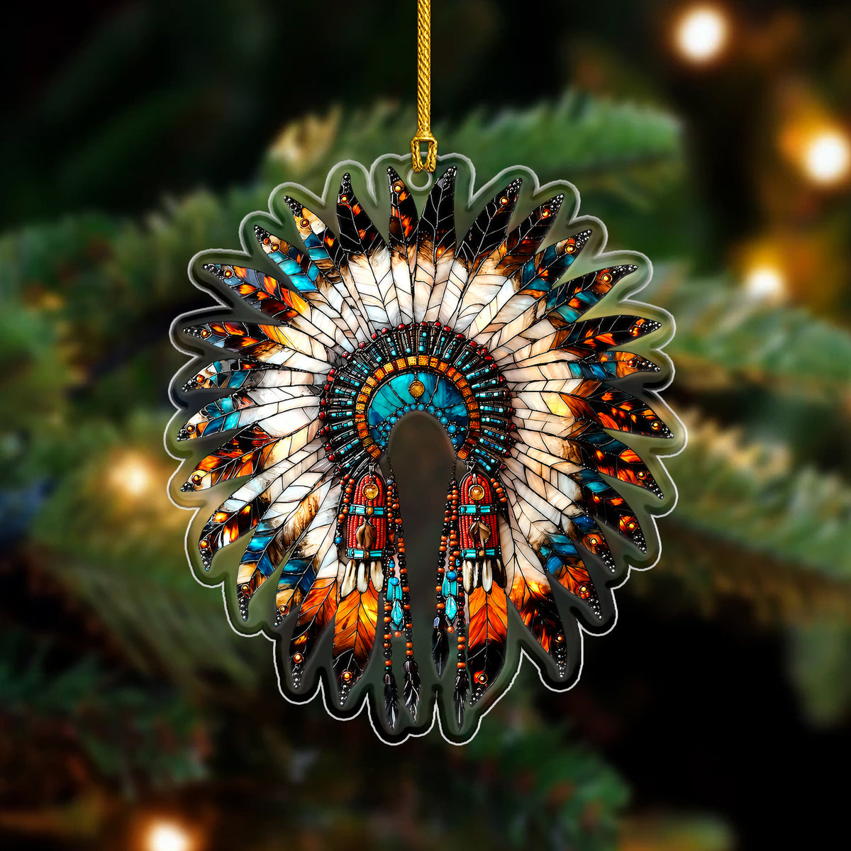 Feather Headdress Acrylic Christmas Ornament - Holiday Decor