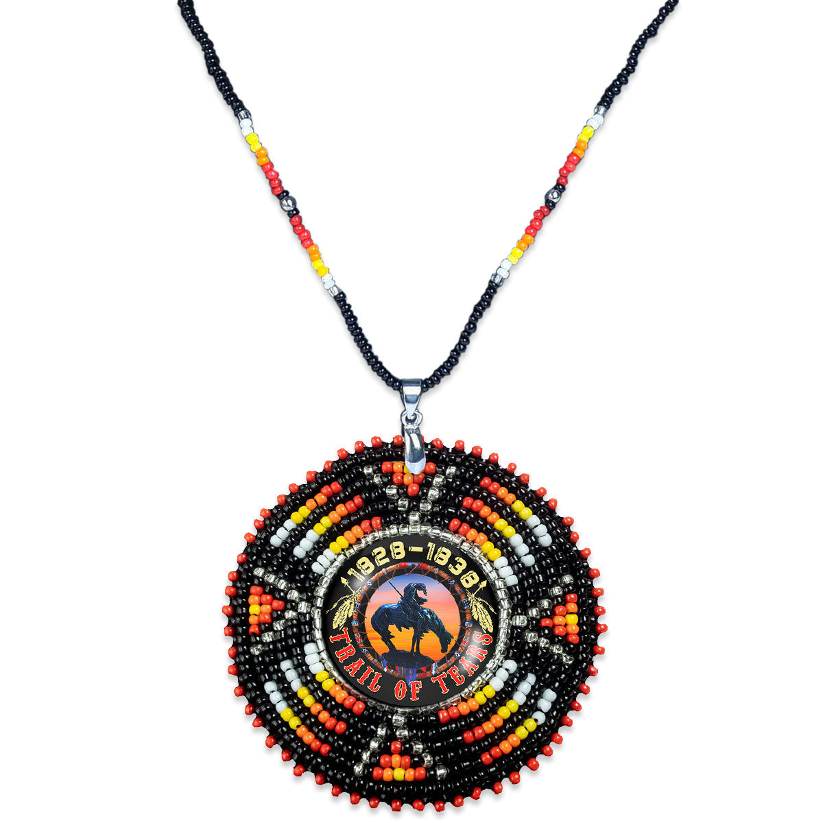 SALE 50% OFF - Trail of Tears Beaded Sunburst Handmade Beaded Wire Necklace Pendant Unisex With Native American Style