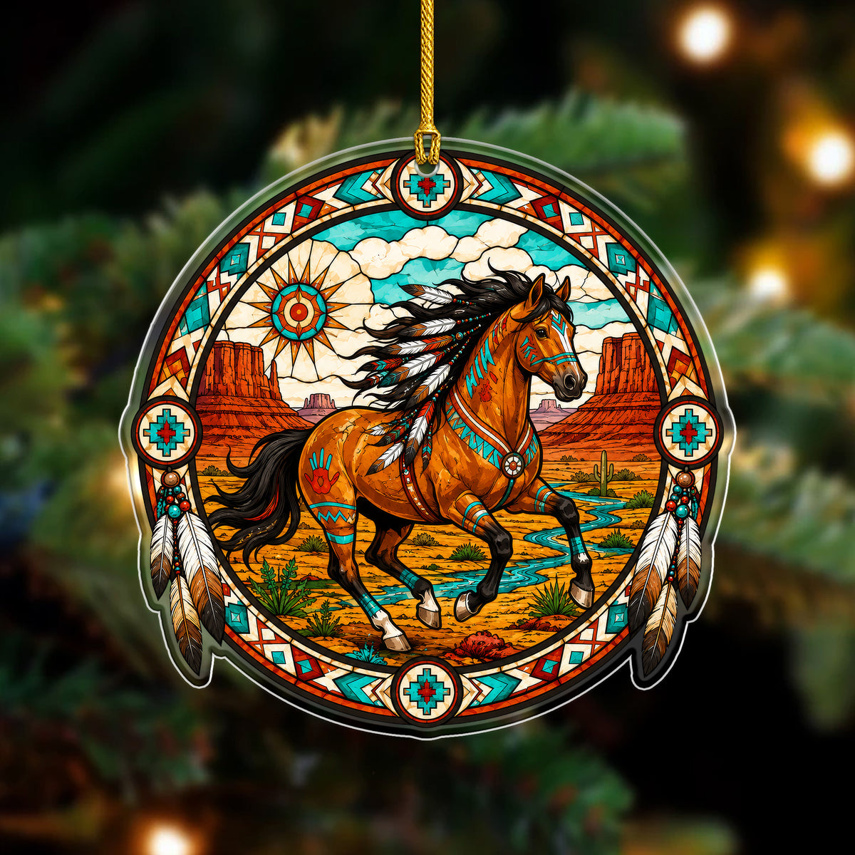 Stained Glass Horse Acrylic Ornament - Western Holiday Tree Decor