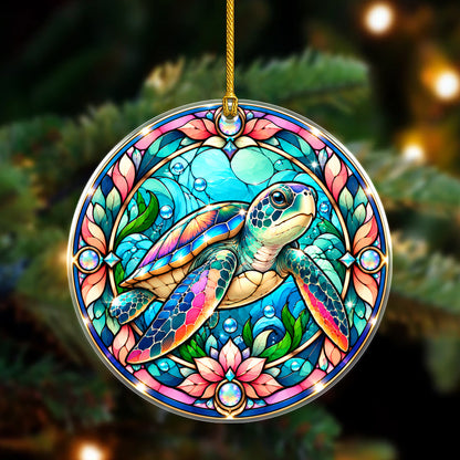 Turtle Acrylic Ornament Stained Glass Style Christmas Decor