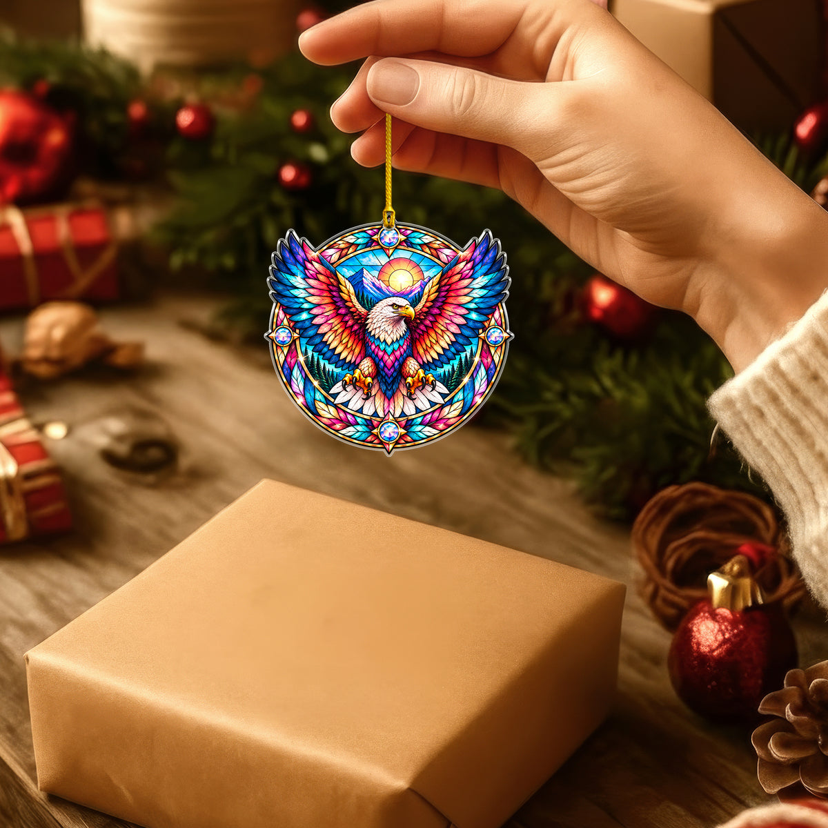 Eagle Acrylic Ornament Stained Glass Style Christmas Decor