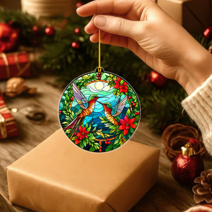 Native Hummingbird Stained Glass Acrylic Christmas Ornament
