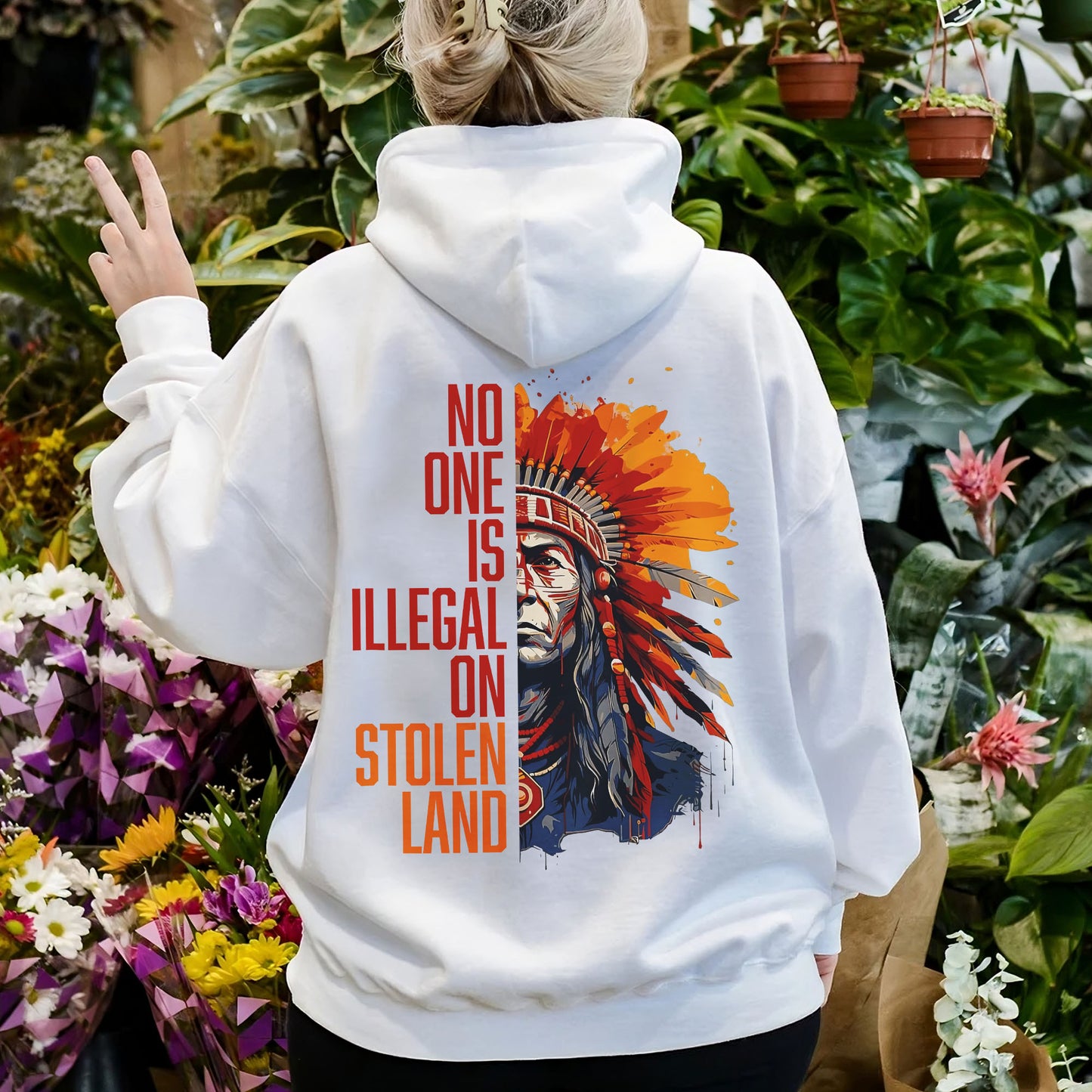 No One Is Illegal On Stolen Land - Two Sides - Unisex T-Shirt/T-Shirt V-Neck/Hoodie/Sweatshirt