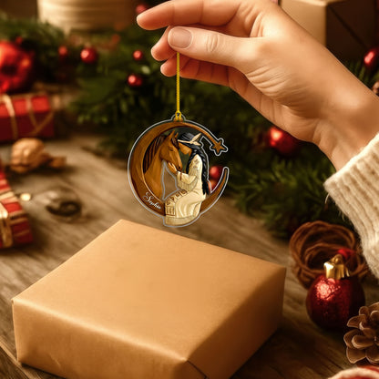 Native American Christmas - Horse and Maiden - Custom Name Design - Ornament Acrylic