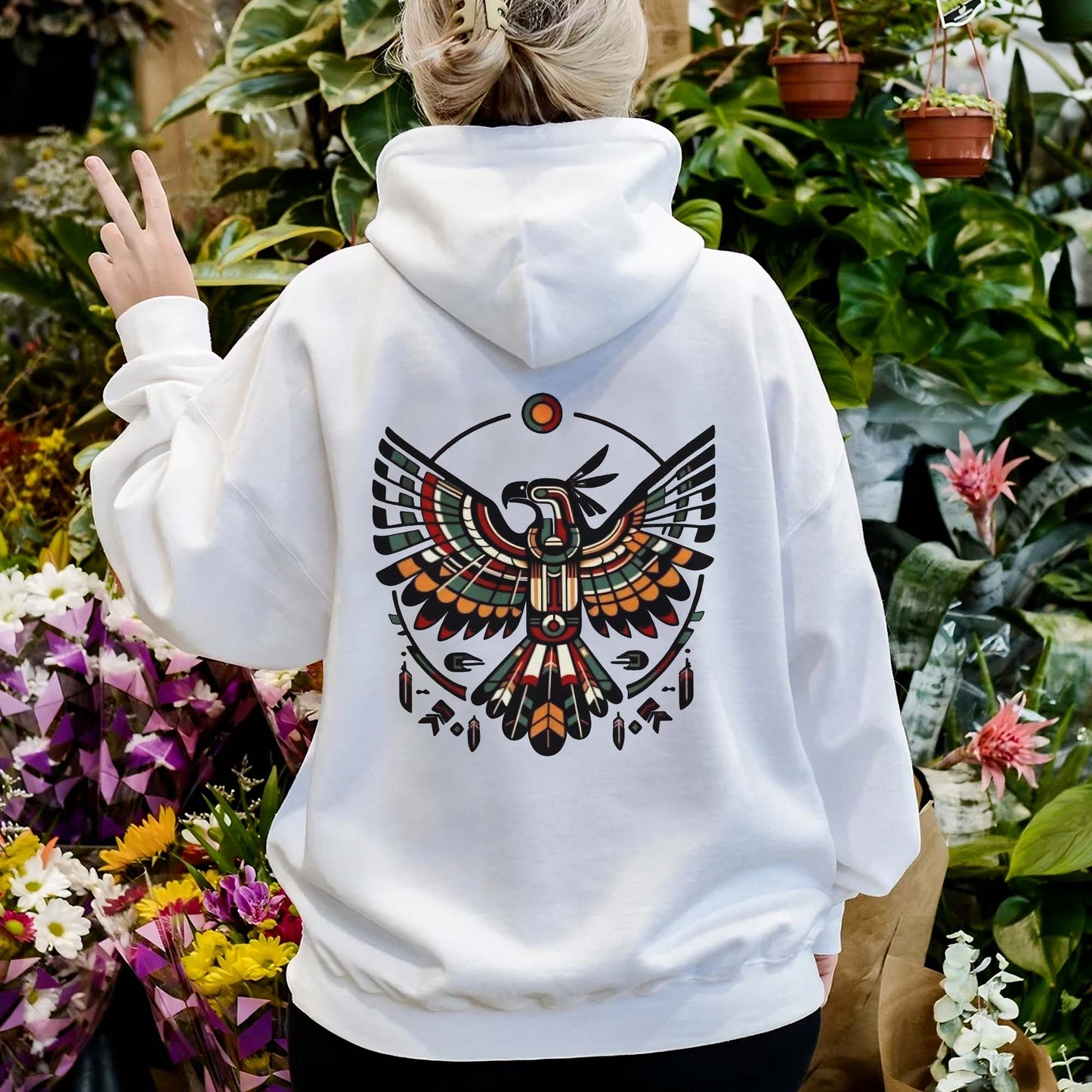 Sacred Thunderbird Spirit Geometric Design - Two sides - T-Shirt/T-Shirt V-Neck/Hoodie/Sweatshirt