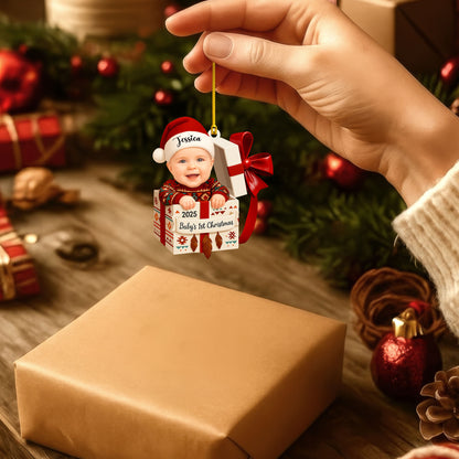 Personalized Baby’s First Christmas Ornament 2025 with Custom Name & Photo