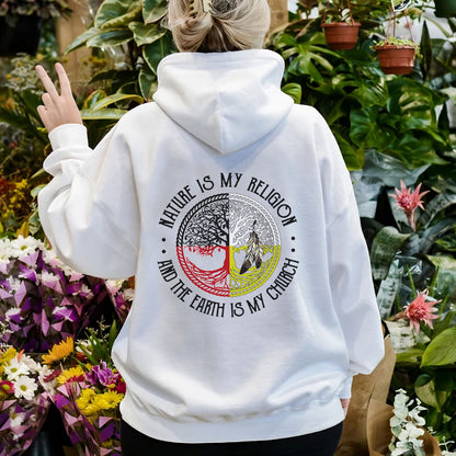 Nature Is My Religion Four Directions Sacred Circle - Two Sides - Unisex T-Shirt/T-Shirt V-Neck/Hoodie/Sweatshirt