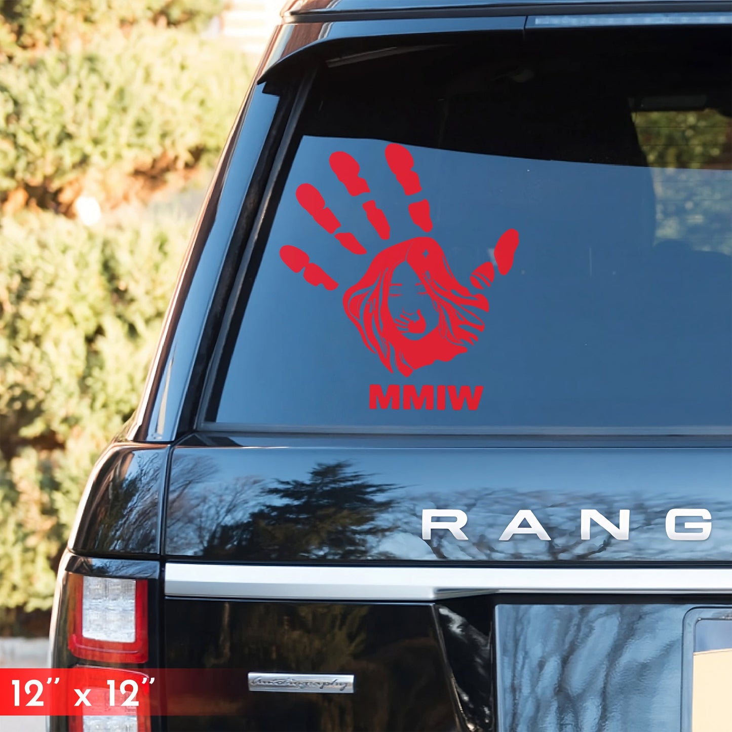 MMIW - I Wear Red, No More Stolen Sisters Red Hand Car Decal 313