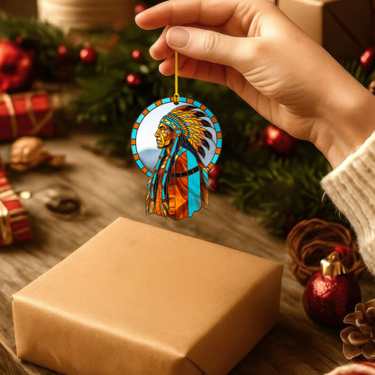 Native American Chief - Tribal Leader Faux Holiday Decor Flat Acrylic