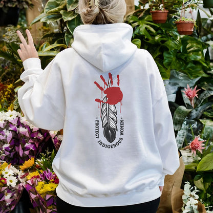 Protect Indigenous Women Red Hand Feather - Two Sides - MMIW Unisex T-Shirt/Hoodie/V-Neck/Sweatshirt