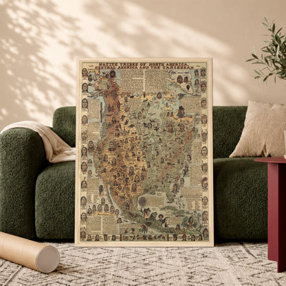 Native Tribes of North American central America and the Caribbean Maps Poster