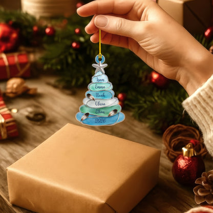 Personalized Family Tree Acrylic Ornament, Custom Names Christmas Keepsake Gift