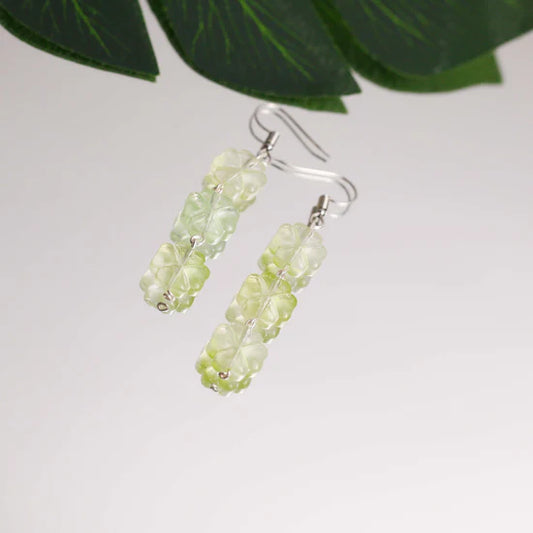 Delicate Green Floral Drop Earrings