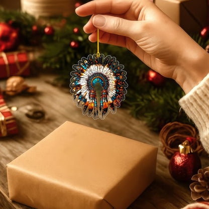 Feather Headdress Acrylic Christmas Ornament - Holiday Decor