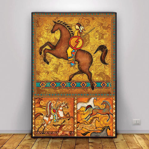 The Orange Native American Horse Poster/Canvas