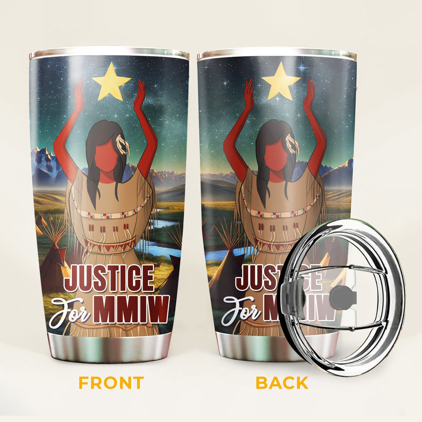 Justice For MMIW -  Native American Stainless Steel Tumbler 007