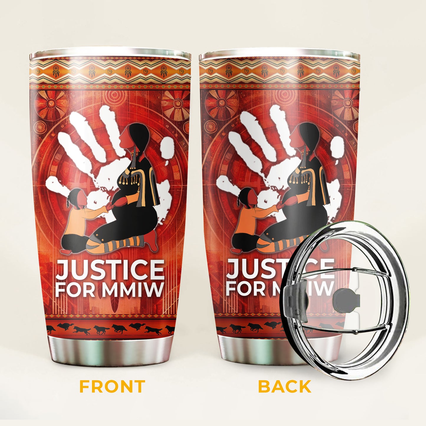 Justice For MMIW -  Native American Stainless Steel Tumbler 015