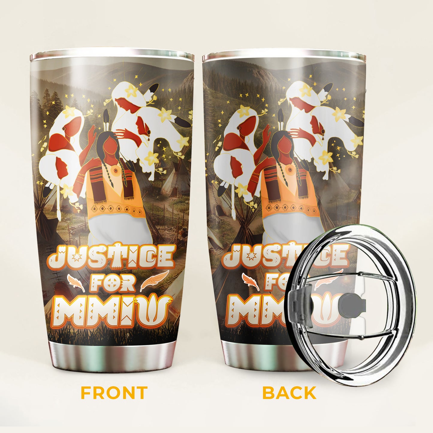 Justice For MMIW -  Native American Stainless Steel Tumbler 004