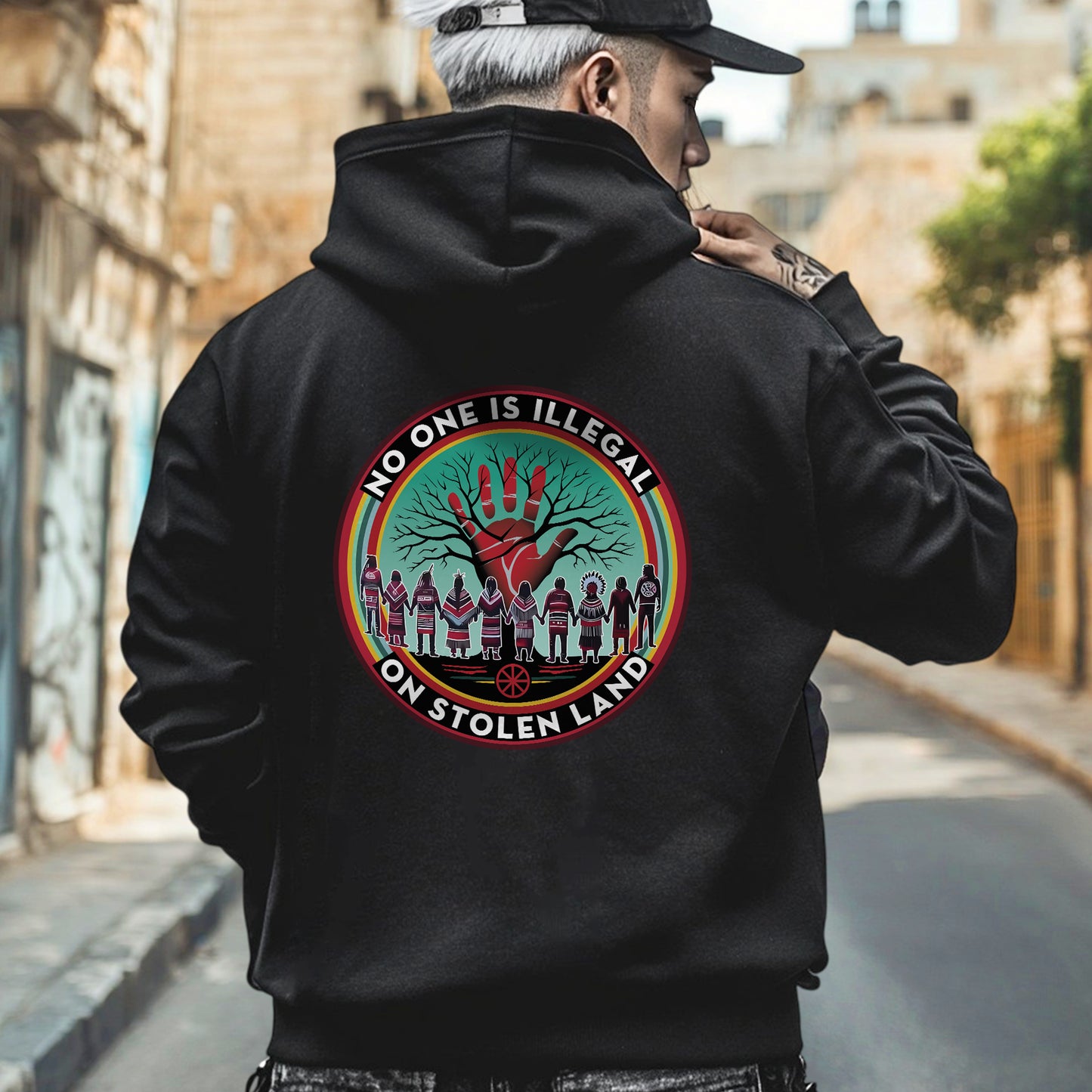 No One Is Illegal On Stolen Land – Indigenous Rights Unisex - Two sides - T-Shirt/T-Shirt V-Neck/Hoodie/Sweatshirt