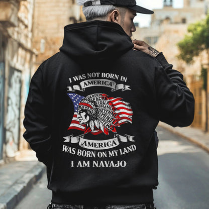 I Was Not Born in America Indigenous Heritage - Custom Tribe Design - Two sides - T-shirt/T-shirt V-neck/Hoodie/Sweatshirt
