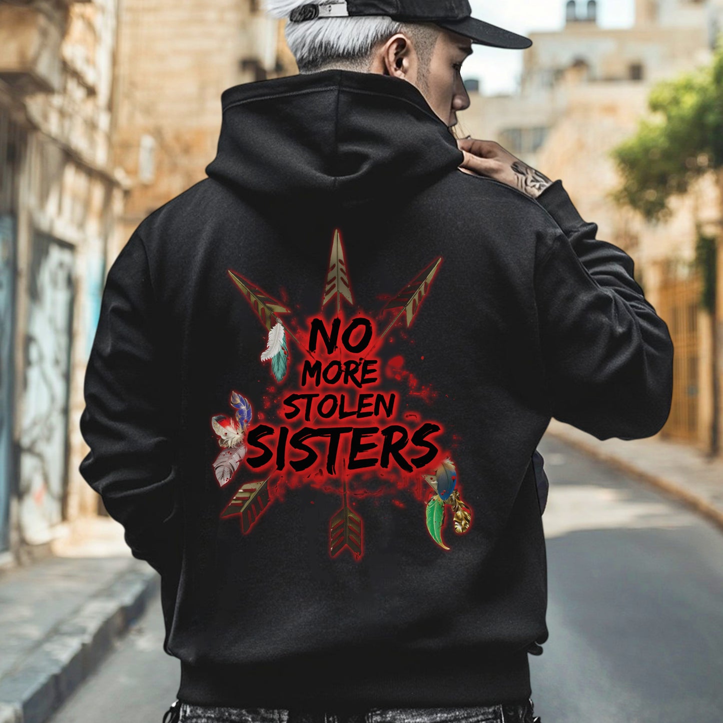 No More Stolen Sisters Red Hand Arrows - Two Sides - MMIW Unisex T-Shirt/Hoodie/V-Neck/Sweatshirt
