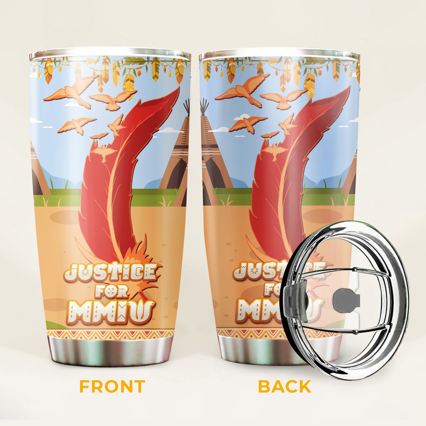 Justice For MMIW -  Native American Stainless Steel Tumbler 018