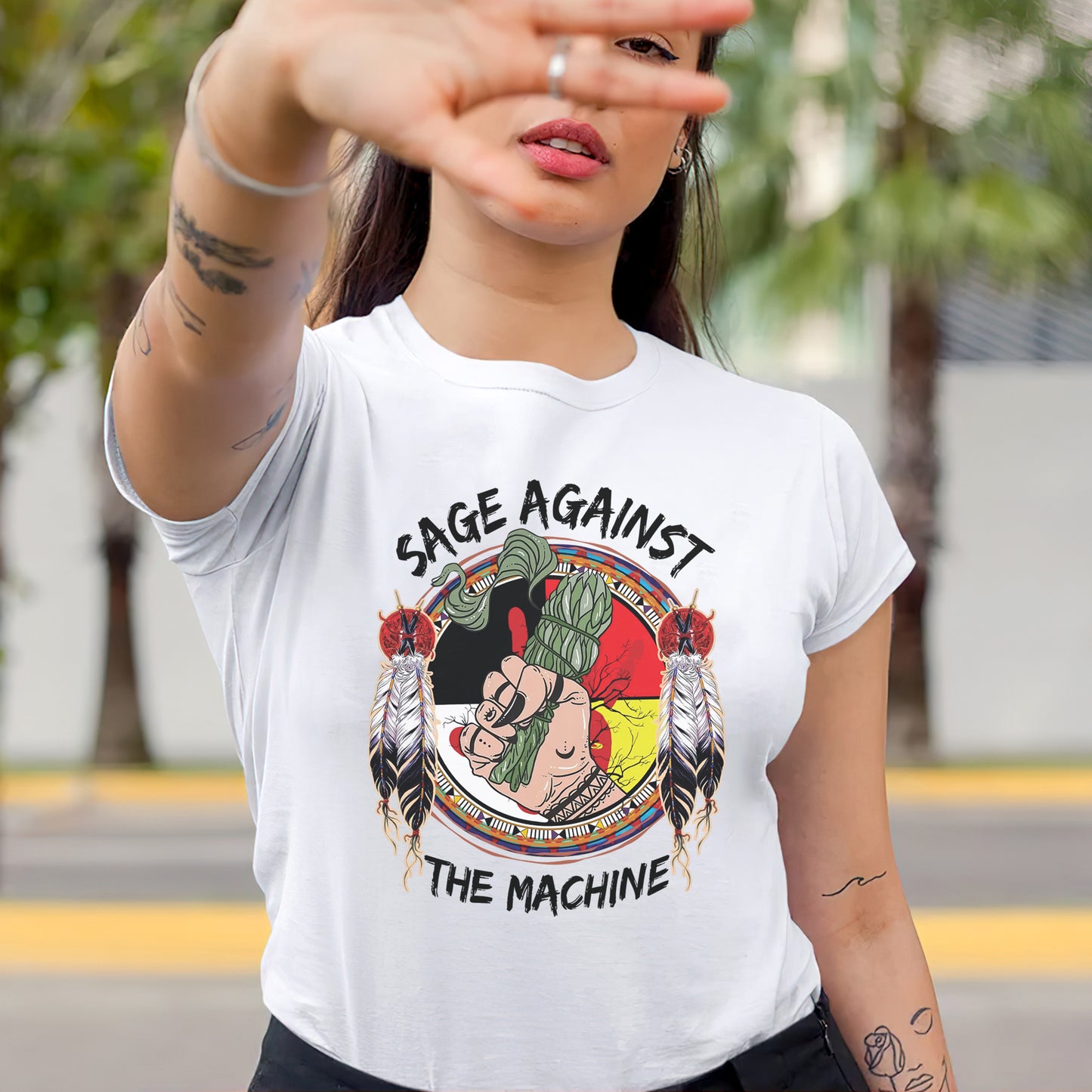 Sage Against The Machine Indigenous Power- MMIW Unisex T-Shirt/Hoodie/V-Neck/Sweatshirt