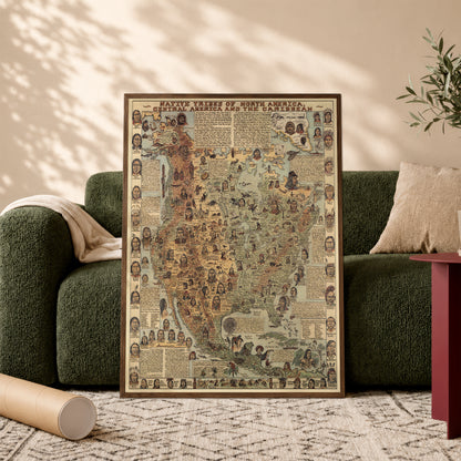 Native Tribes of North American central America and the Caribbean Maps Poster