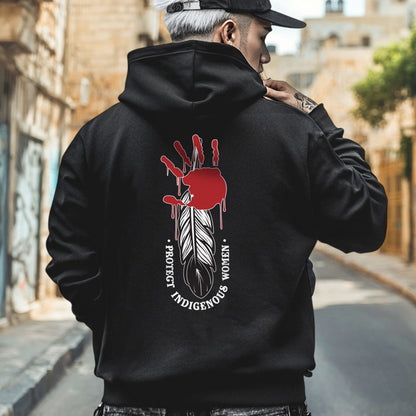 Protect Indigenous Women Red Hand Feather - Two Sides - MMIW Unisex T-Shirt/Hoodie/V-Neck/Sweatshirt