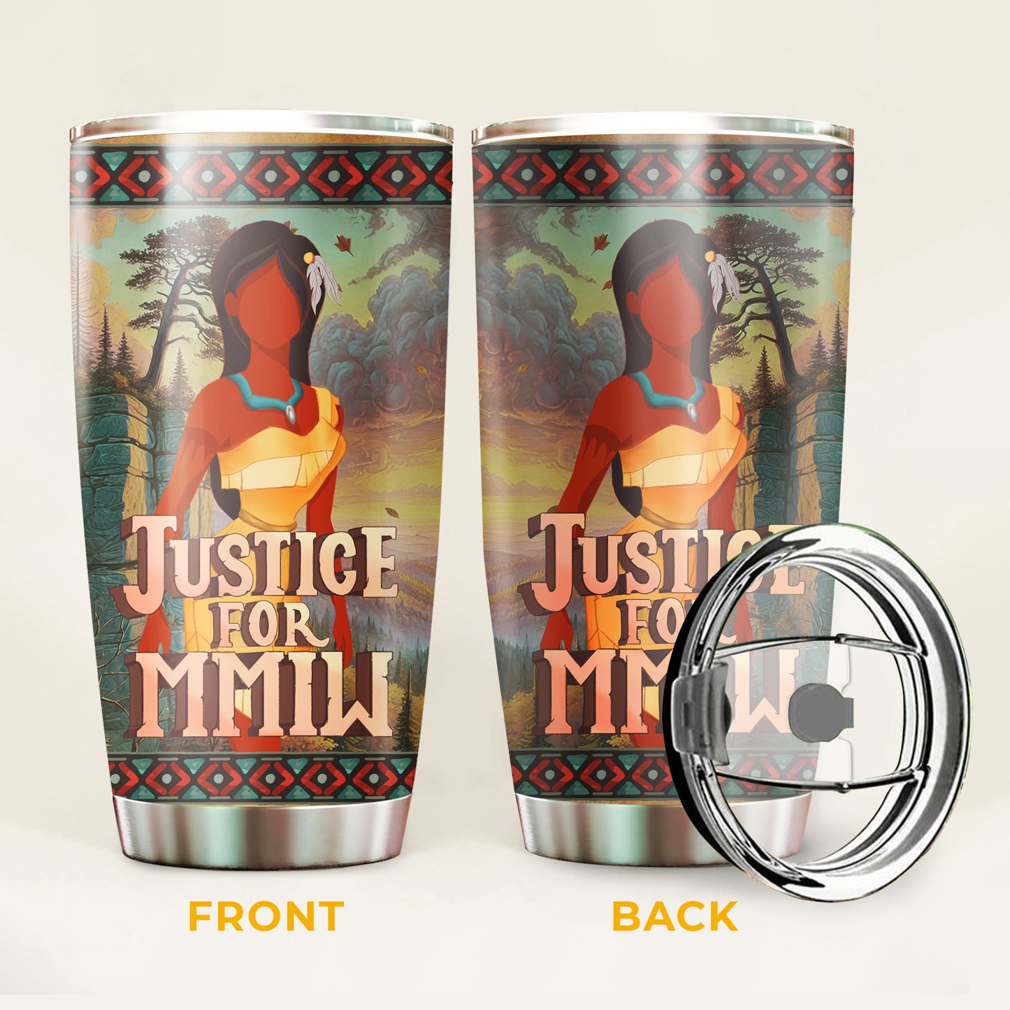 Justice For MMIW -  Native American Stainless Steel Tumbler 003