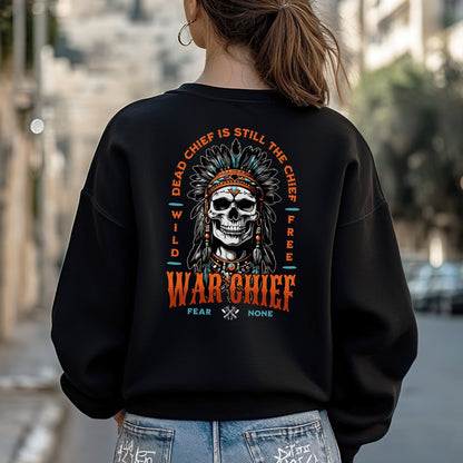 Native Inspired War Chief Skull Fear None Wild Free- Two sides - Unisex T-Shirt/T-Shirt V-Neck/Hoodie/Sweatshirt