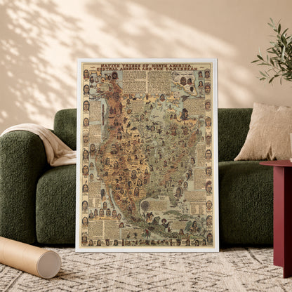 Native Tribes of North American central America and the Caribbean Maps Poster
