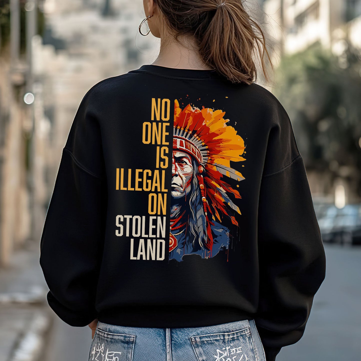 No One Is Illegal On Stolen Land - Two Sides - Unisex T-Shirt/T-Shirt V-Neck/Hoodie/Sweatshirt