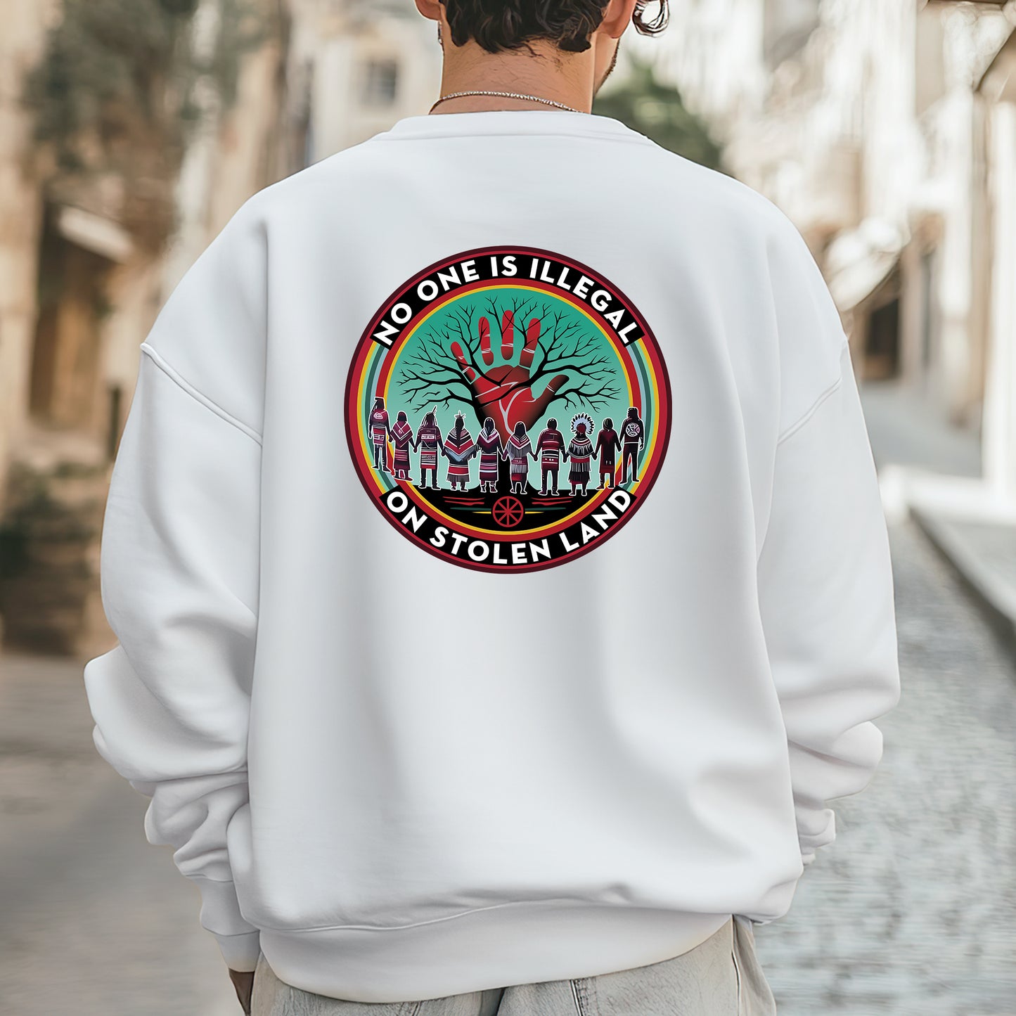 No One Is Illegal On Stolen Land – Indigenous Rights Unisex - Two sides - T-Shirt/T-Shirt V-Neck/Hoodie/Sweatshirt