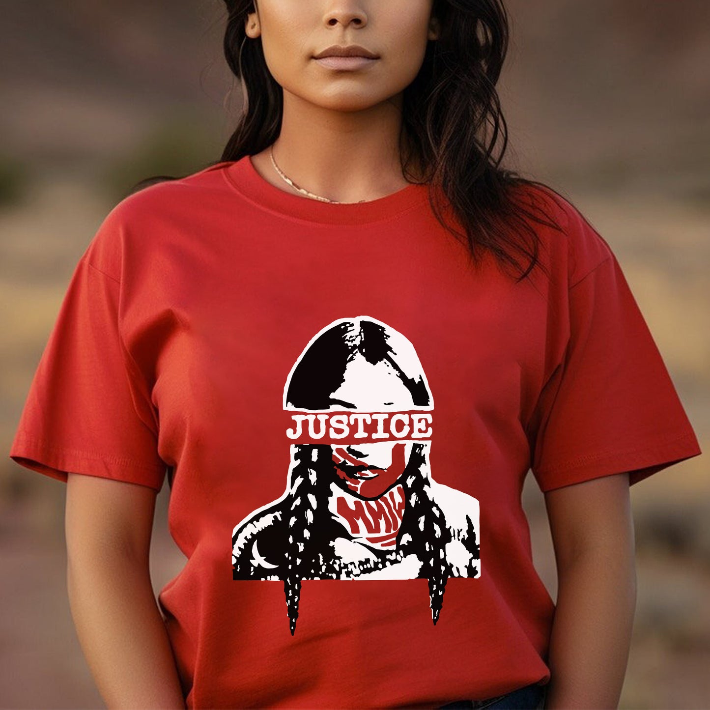 Justice For MMIW Red T-Shirt - Indigenous Women Awareness Unisex T-Shirt/T-Shirt V-Neck/Hoodie/Sweatshirt