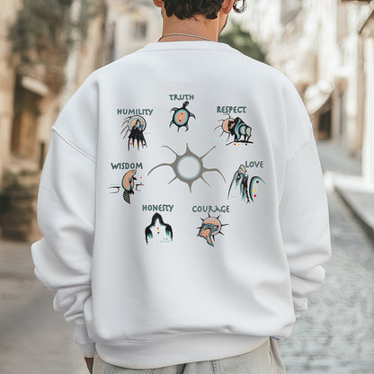 The Seven Sacred Laws Native American Indigenous Culture Unisex - Two sides - T-Shirt/T-Shirt V-Neck/Hoodie/Sweatshirt