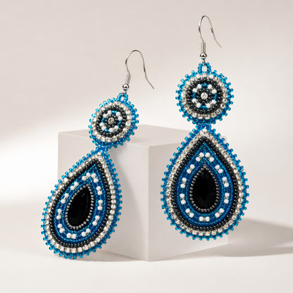 Handmade Beaded Teardrop Shape Post Earrings