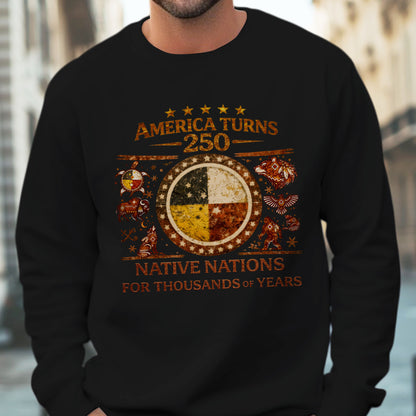 America Turns 250 Native Nations - Indigenous Heritage Before 1776 - Unisex T-shirt/V-neck T-shirt/Hoodie/Sweatshirt