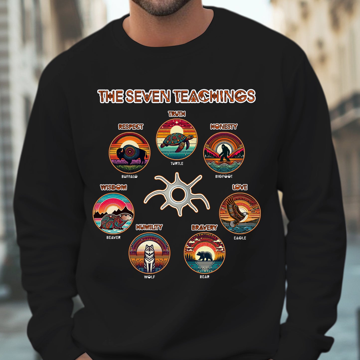 The Seven Sacred Laws Animal Symbols Indigenous Unisex T-Shirt/T-Shirt V-Neck/Hoodie/Sweatshirt