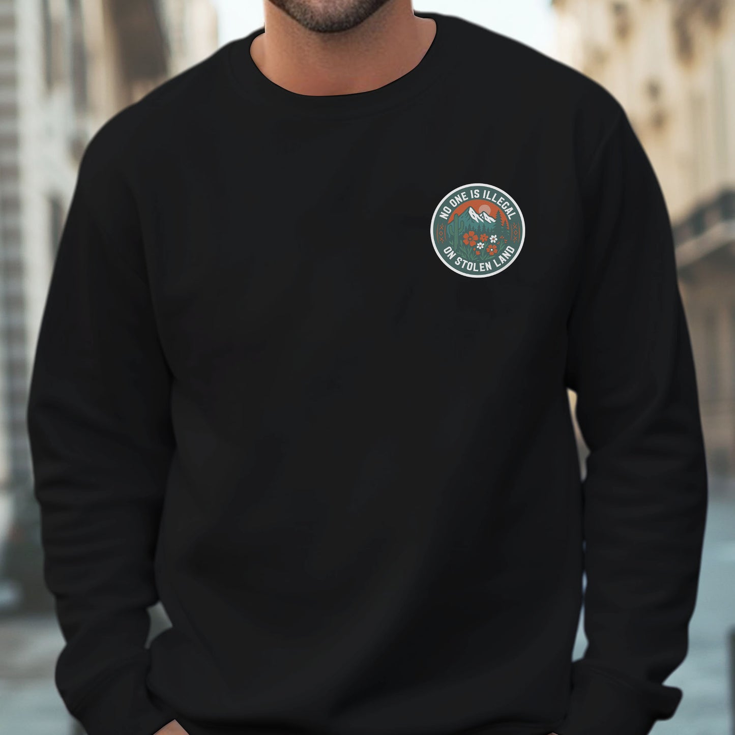 No One Is Illegal on Stolen Land Graphic Indigenous - Two sides - T-Shirt/T-Shirt V-Neck/Hoodie/Sweatshirt