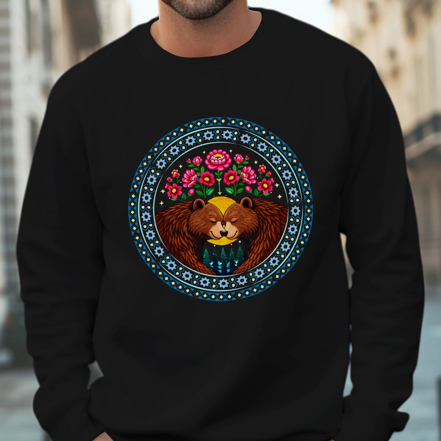 Sacred Bear Love Circle - Indigenous Art of Unity & Love Unisex T-shirt/T-shirt V-neck/Hoodie/Sweatshirt