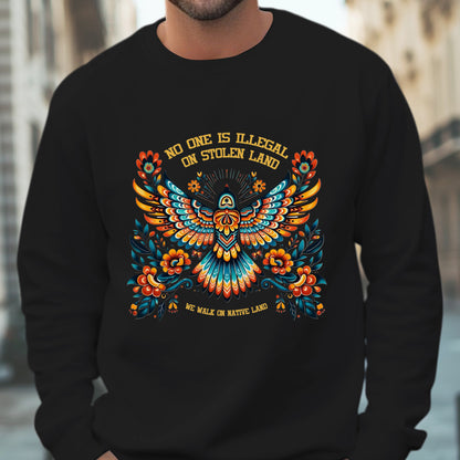 No One Is Illegal On Stolen Land Colorful Eagle Unisex T-Shirt/T-Shirt V-Neck/Hoodie/Sweatshirt