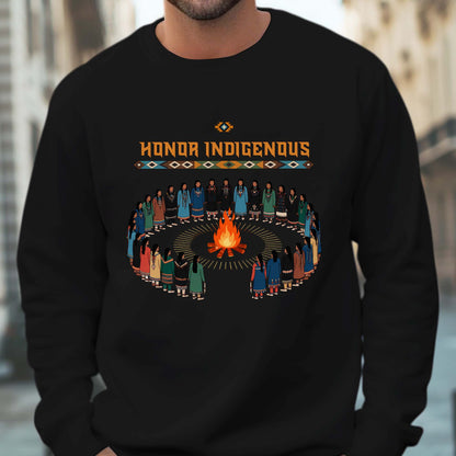Honor Indigenous Fire Circle - Native American Spirit Unisex T-Shirt/T-Shirt V-Neck/Hoodie/Sweatshirt