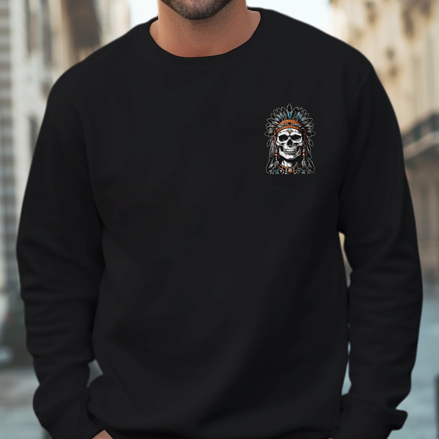 Native Inspired War Chief Skull Fear None Wild Free- Two sides - Unisex T-Shirt/T-Shirt V-Neck/Hoodie/Sweatshirt